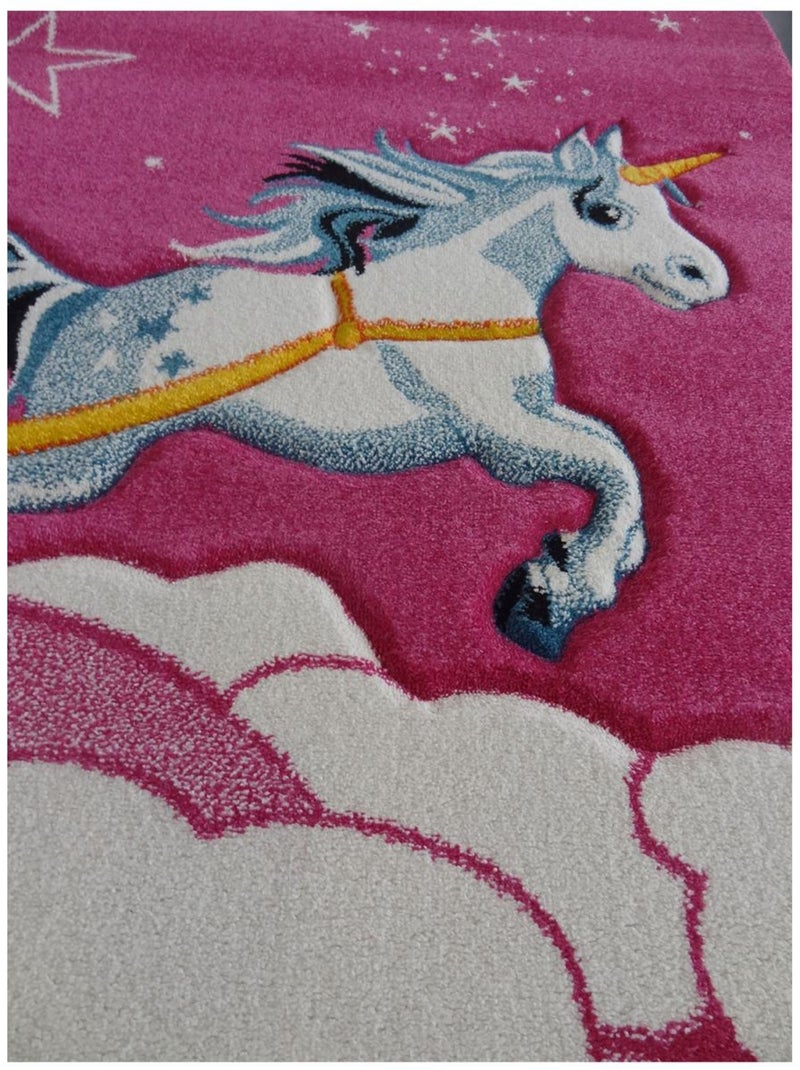 Tapis enfant tissé motif animaux LYN8 CHATOLI Rose - Kiabi