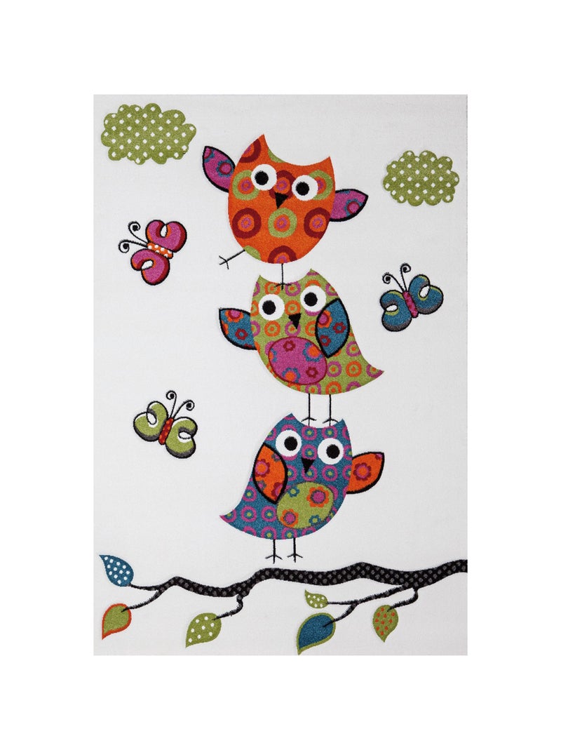 Tapis enfant tissé motif animaux LYN8 CHOUETTE Beige - Kiabi