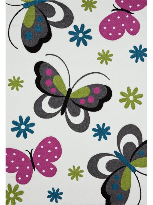 Tapis enfant tissé motif animaux LYN8 PAPILLONS - Kiabi