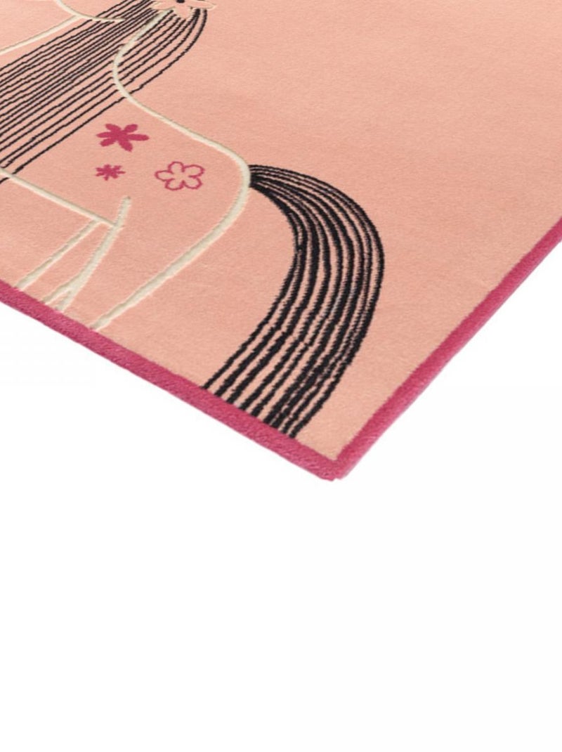 Tapis enfant tissé motif animaux UNICORNE Rose - Kiabi