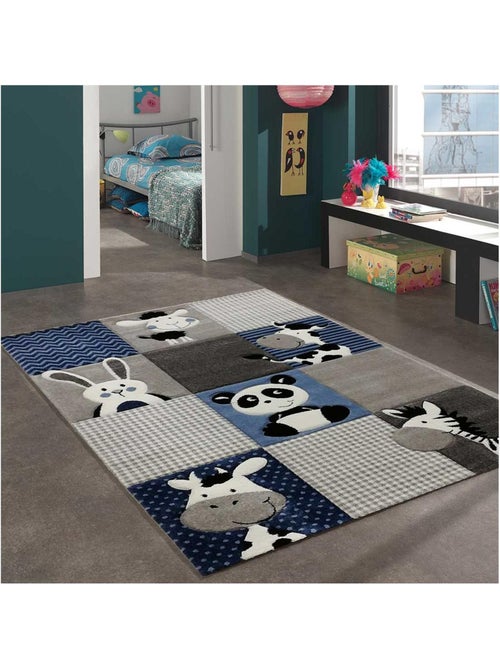 Tapis enfant tissé motif animaux ZOO - Kiabi