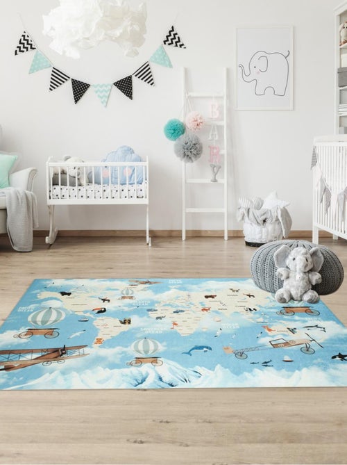 Tapis enfant tissé motif fresque LE MONDE - Kiabi