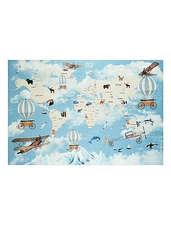 Tapis enfant tissé motif fresque LE MONDE