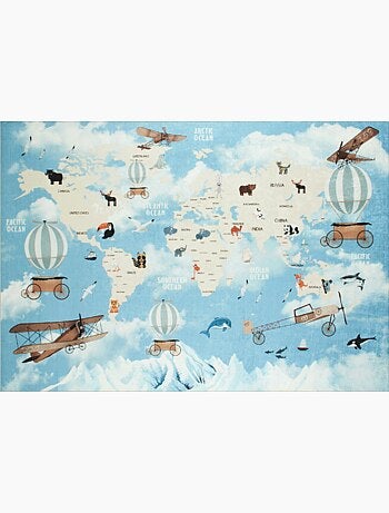 Tapis enfant tissé motif fresque LE MONDE