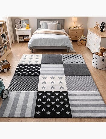 Tapis enfant tissé motif géométrique LYN8 FLAG START
