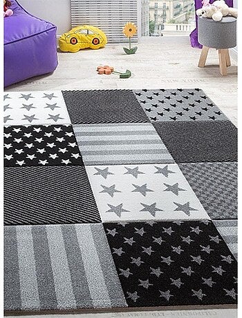 Tapis enfant tissé motif géométrique LYN8 FLAG START