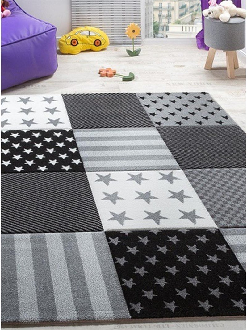 Tapis enfant tissé motif géométrique LYN8 FLAG START Gris - Kiabi