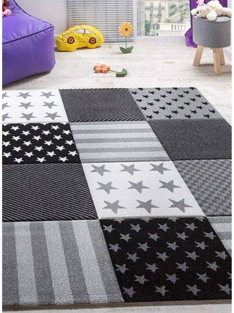 Tapis enfant tissé motif géométrique LYN8 FLAG START Gris - Kiabi
