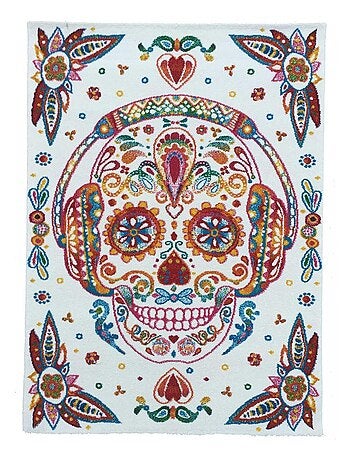 Tapis enfant tissé motif tête de mort LYN8 SKULL HEAD