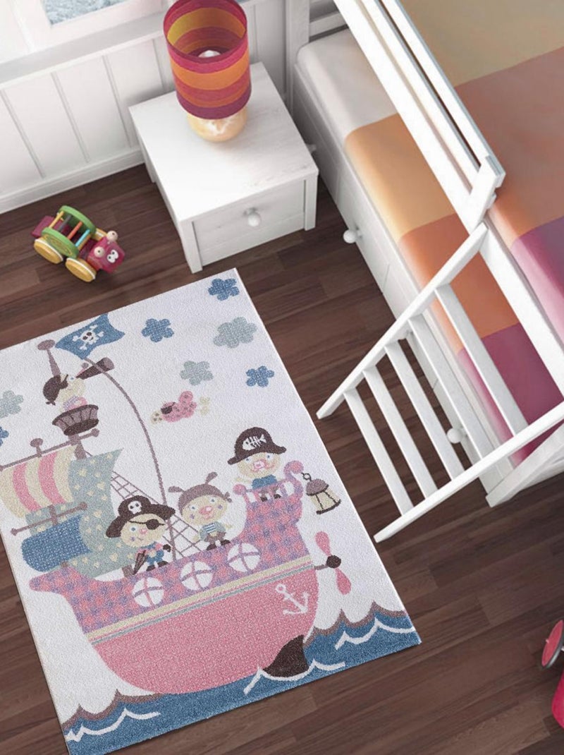 Tapis enfant tissé PIRATOJI Ecru - Kiabi