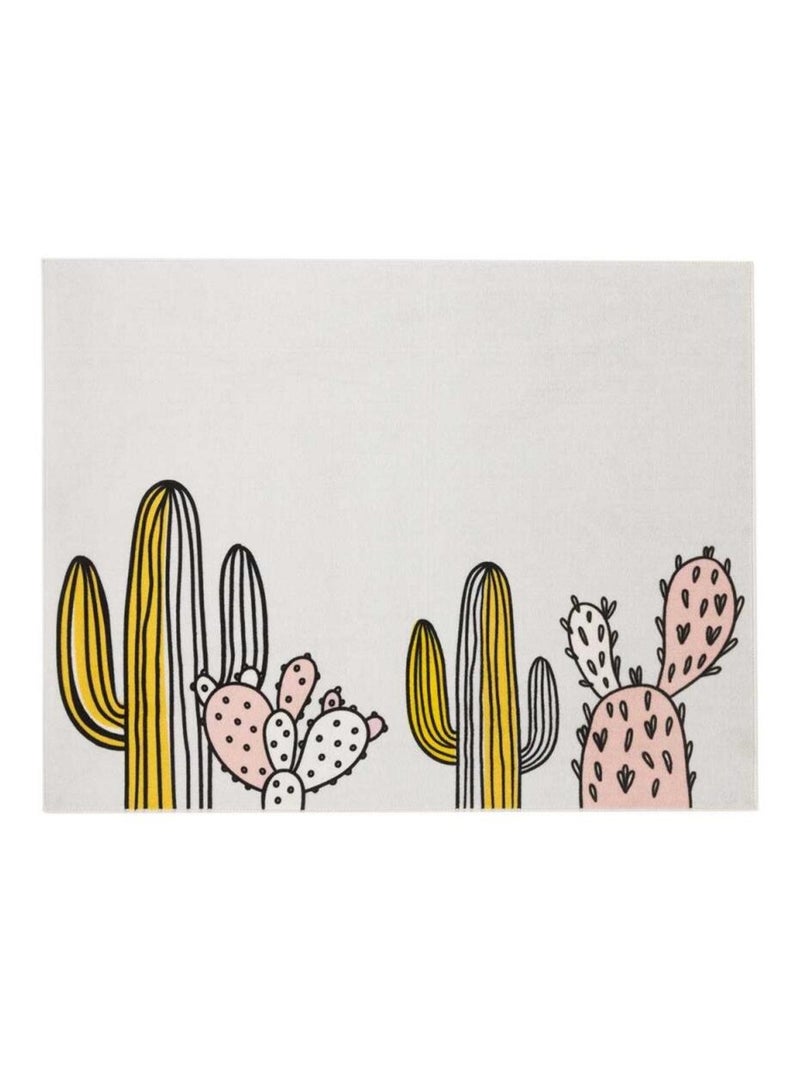 Tapis enfant tissé PUKTAR Blanc Mauve Noir - Kiabi