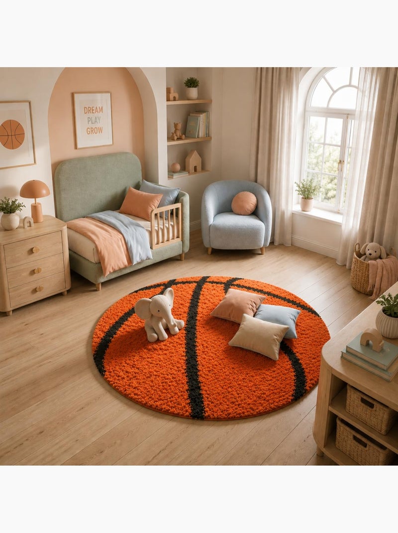 Tapis enfant tissé SHAGGY BASKET Orange - Kiabi