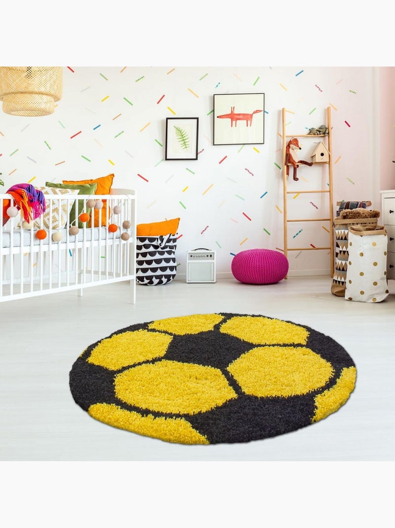 Tapis enfant tissé SHAGGY FOOT Jaune - Kiabi