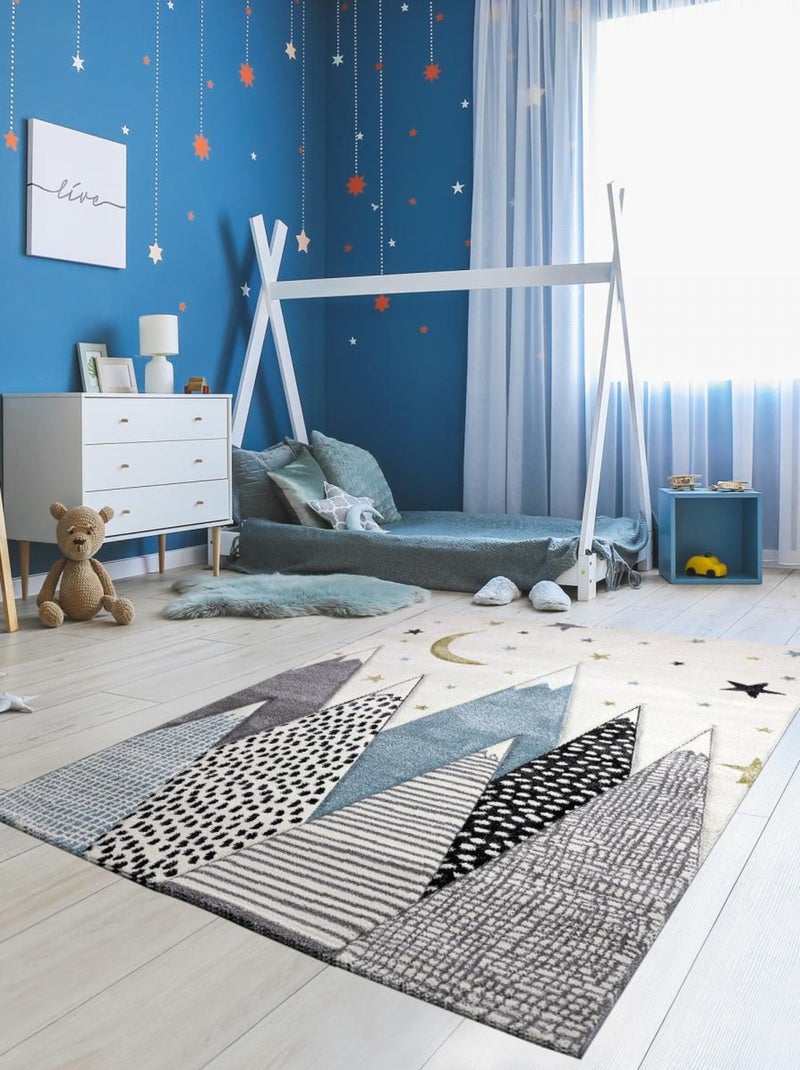 Tapis enfant tissé SNOWSKY Blanc Mauve Noir - Kiabi