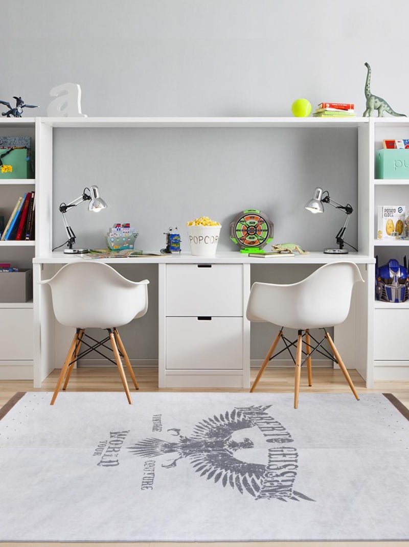 Tapis enfant tissé TATENMIL Blanc Mauve Noir - Kiabi