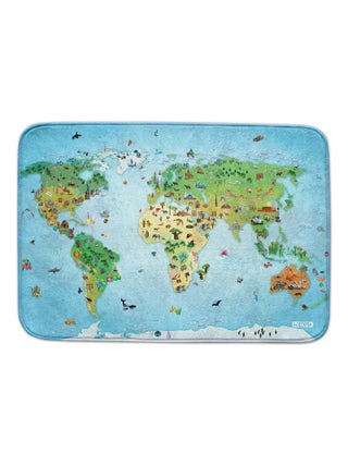 Tapis enfant ULTRA DOUX MAPPEMONDE en polyester doux et soyeux Fait en Europe
