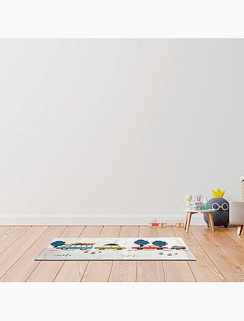 Tapis enfant voiture VROOM 60 x 90 cm toile coton imprimée Future Home