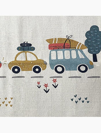 Tapis enfant voiture VROOM 60 x 90 cm toile coton imprimée Future Home
