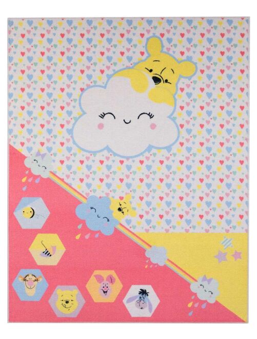 Tapis enfant WINNIE 02 LOVE Rose 95x125 Fait en Europe en nylon - Kiabi