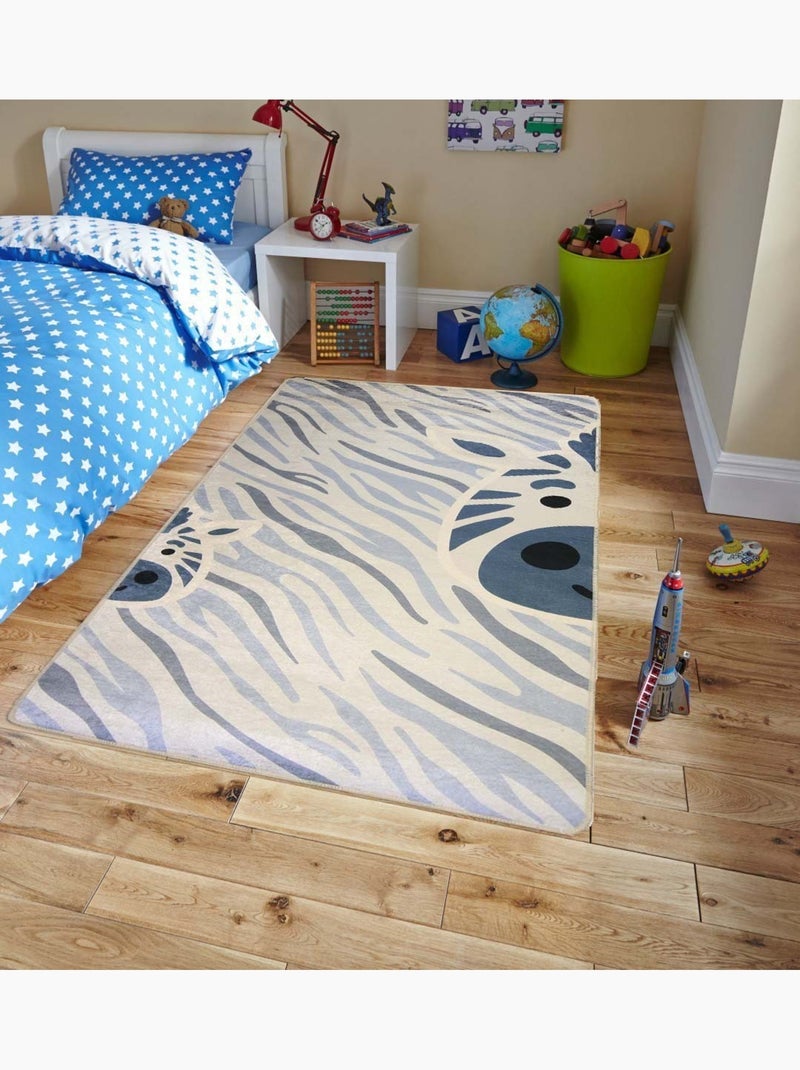 Tapis Enfant ZEBRE Bleu - Kiabi