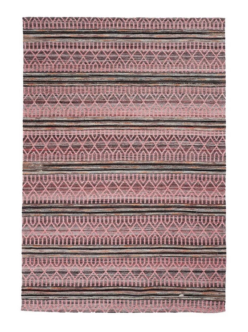 Tapis entrée fait à la main motif ethnique VORELA Rose - Kiabi