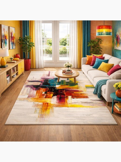 Tapis entrée tissé motif abstrait lyn8 belo 3 - Kiabi