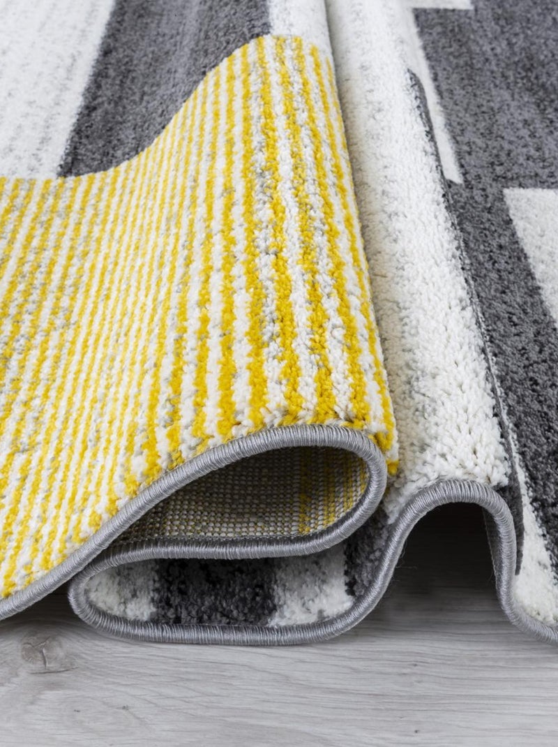 Tapis entrée tissé motif géométrique LIGNAL Jaune - Kiabi