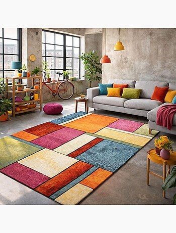 Tapis salon et chambre tissé motif géométrique LYN8 GEOME