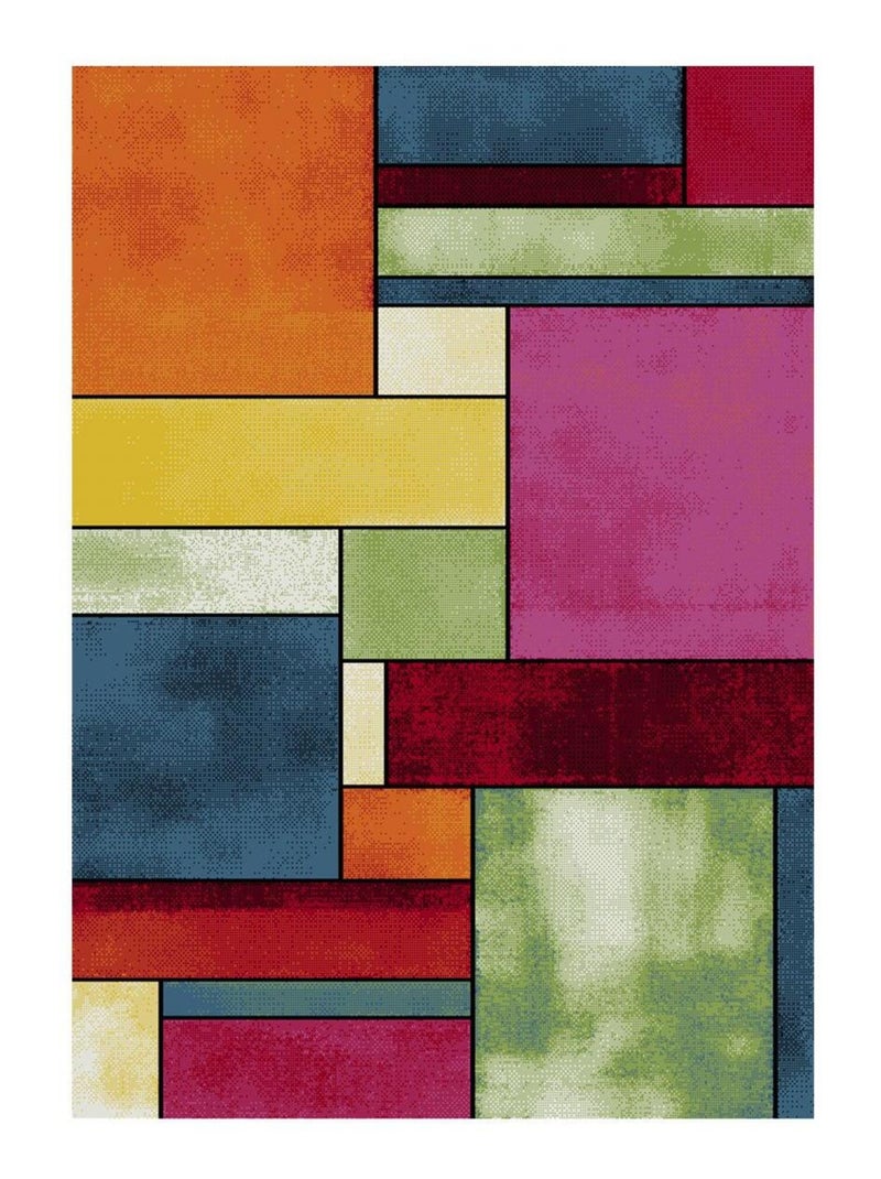 Tapis entrée tissé motif géométrique LYN8 GEOME Rouge - Kiabi