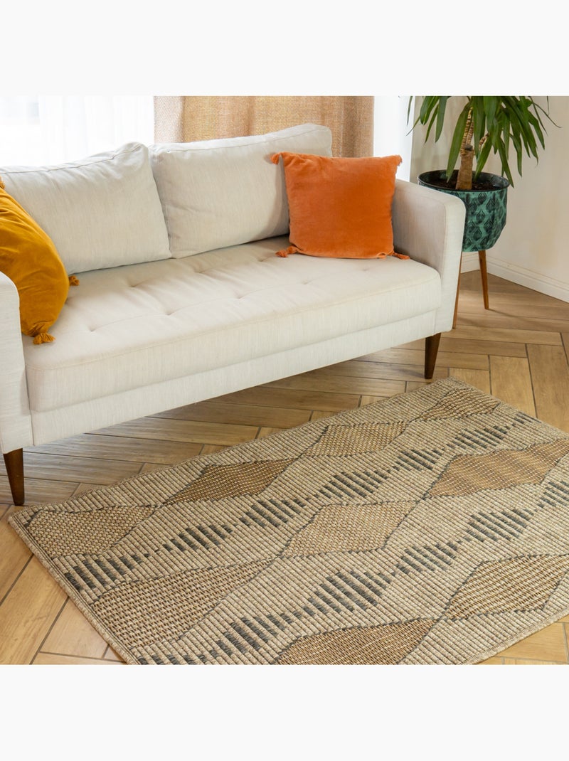 Tapis ESSAOUIRA géométrique ethnique en polypropylène 120 x 170 cm – Future Home Beige naturel - Kiabi