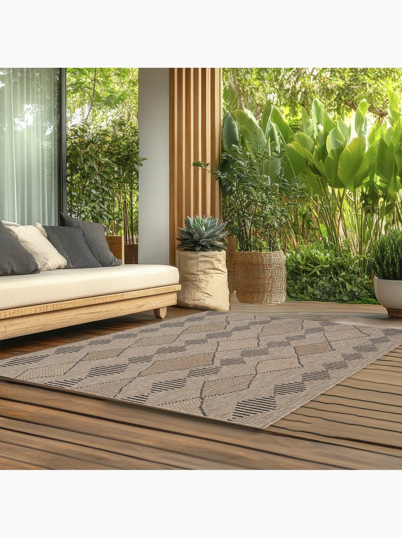 Tapis ESSAOUIRA géométrique ethnique en polypropylène 120 x 170 cm – Future Home Beige naturel - Kiabi