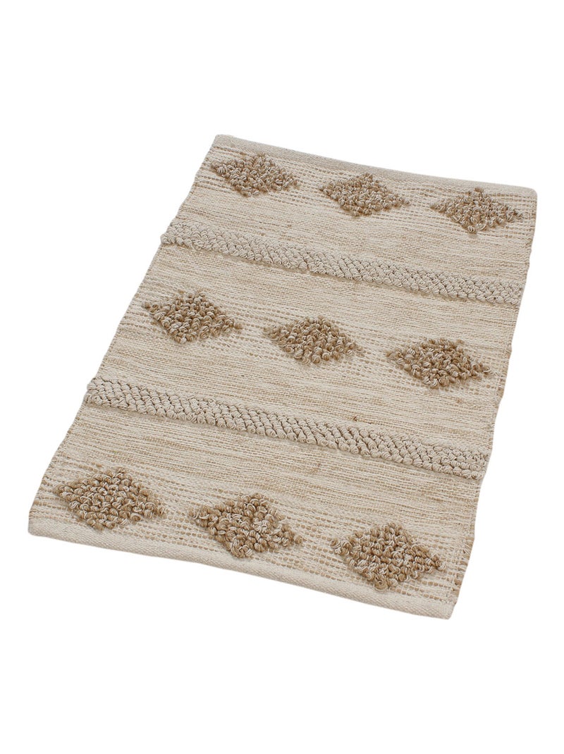 Tapis ethnique à lozanges Beige - Kiabi