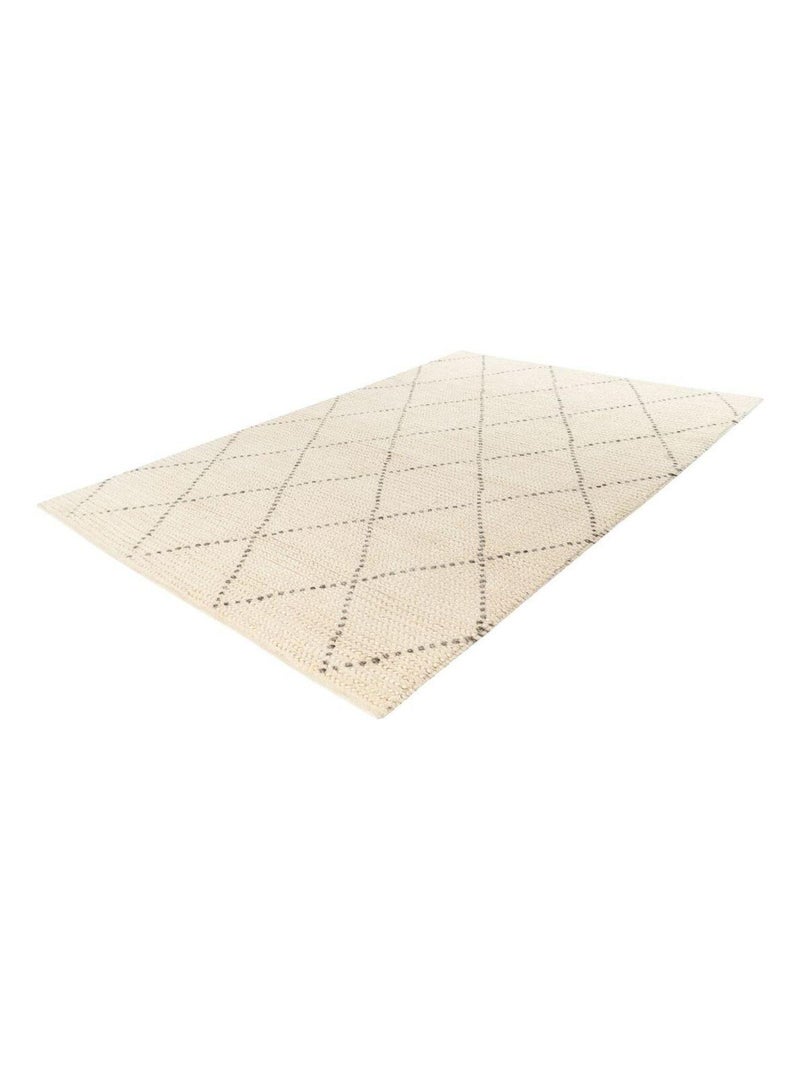 Tapis ethnique crème laine et polyester berbère Titouan Ecru - Kiabi