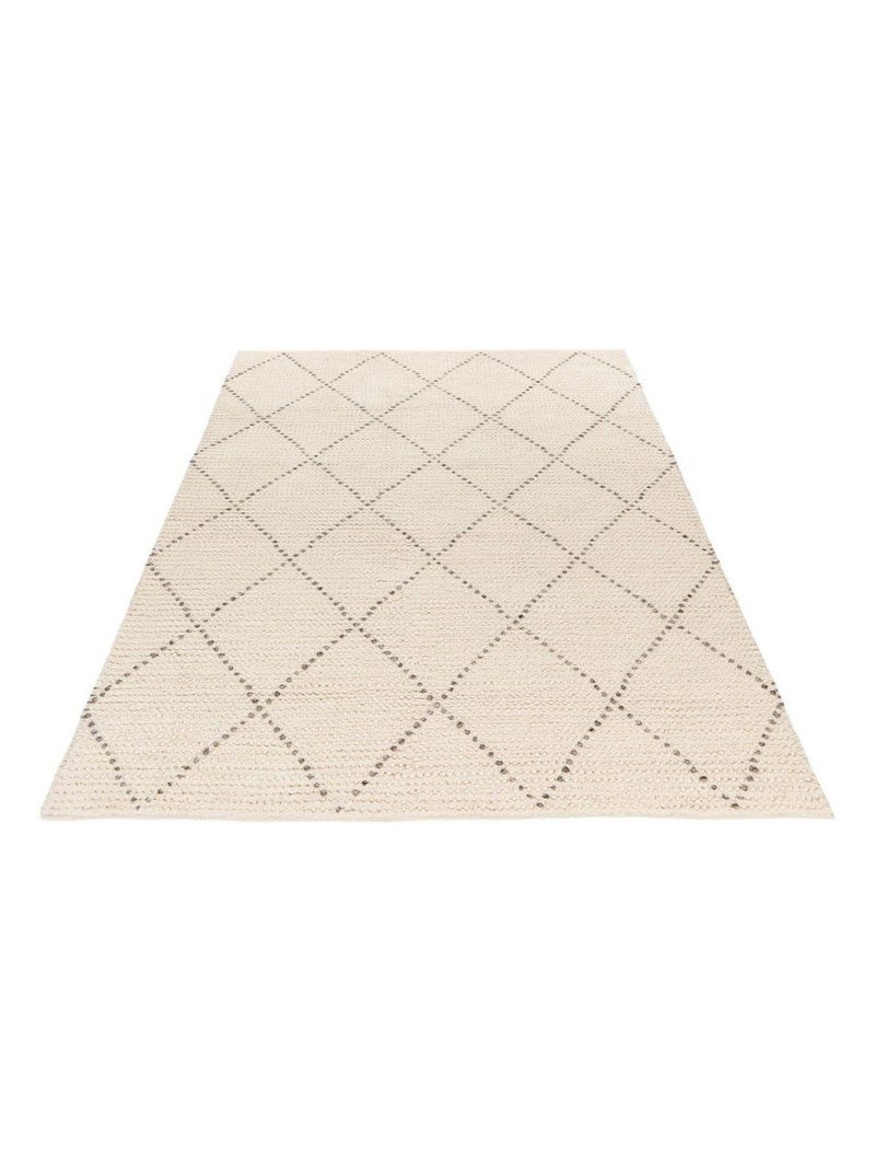 Tapis ethnique crème laine et polyester berbère Titouan Ecru - Kiabi