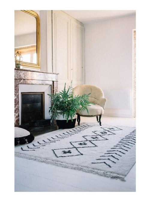 Tapis ethnique en coton fait main beige Bereber Rhombs Lorena Canals - Kiabi