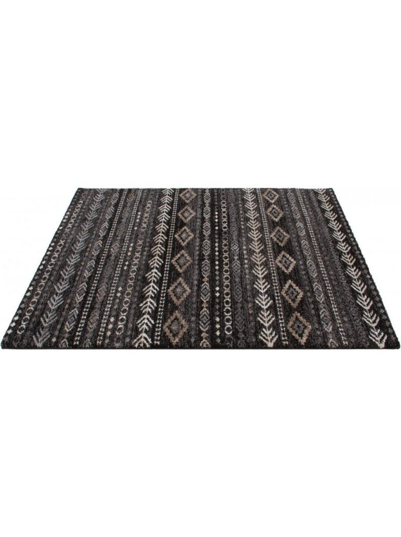 Tapis ethnique pour salon berbère à courtes mèches Tralee Noir - Kiabi