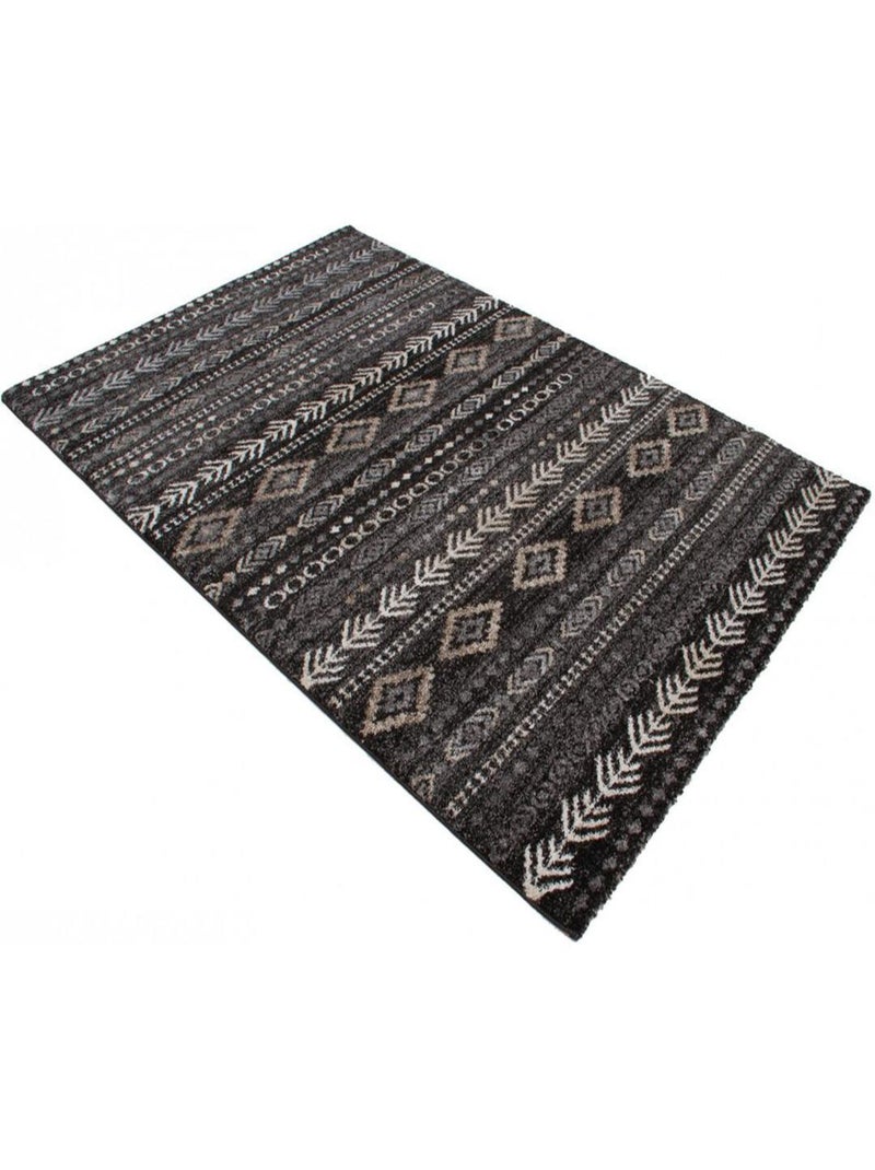 Tapis ethnique pour salon berbère à courtes mèches Tralee Noir - Kiabi