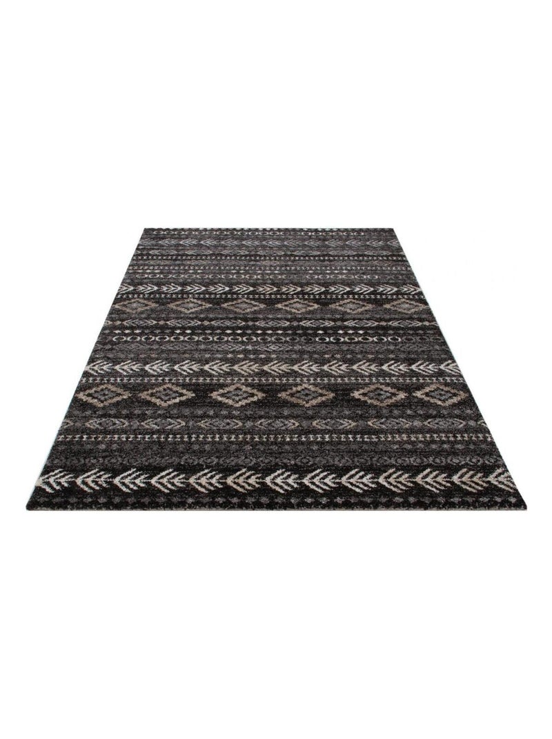 Tapis ethnique pour salon berbère à courtes mèches Tralee Noir - Kiabi
