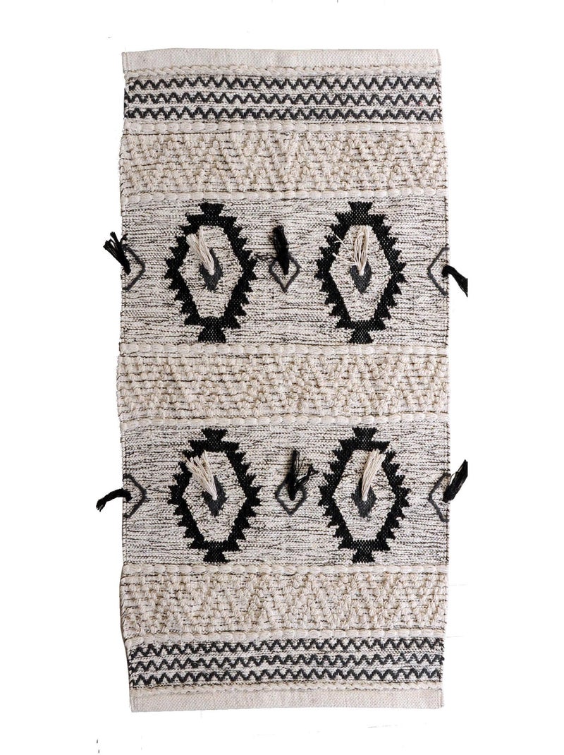 Tapis éthnique rectangulaire en coton - Dylrev Beige - Kiabi