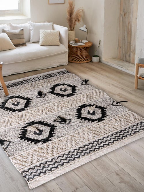 Tapis éthnique rectangulaire en coton - Dylrev - Kiabi