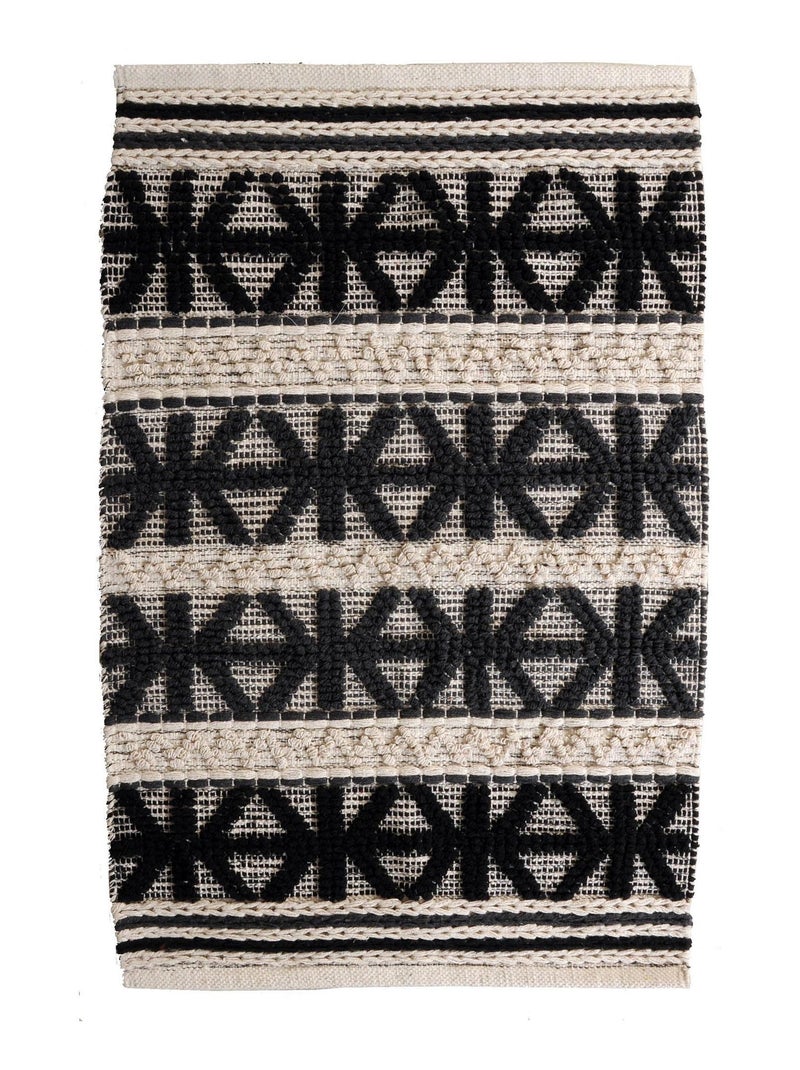 Tapis ethnique rectangulaire en coton - Dylrev Beige - Kiabi