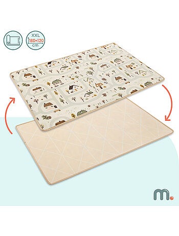 Tapis eveil mousse xpe enfant pliable 180x120cm double face village mamabrum