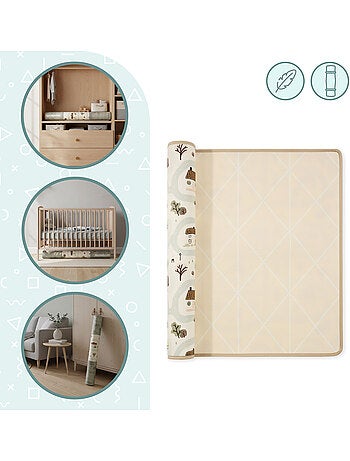 Tapis eveil mousse xpe enfant pliable 180x120cm double face village mamabrum