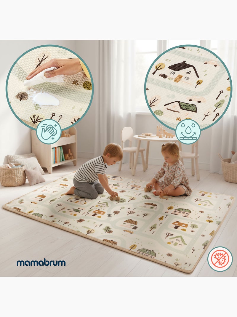 Tapis eveil mousse xpe enfant pliable 180x120cm double face village mamabrum N/A - Kiabi