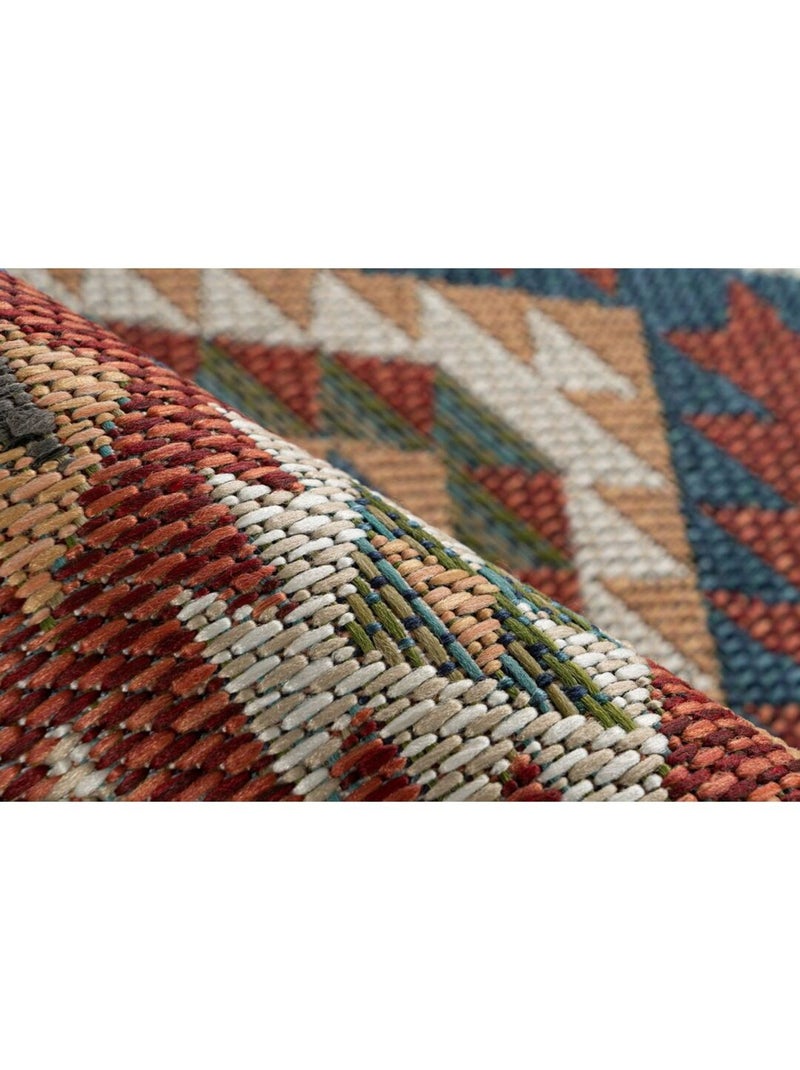 Tapis extérieur et intérieur plat kilim effet sisal Raya Multicolore - Kiabi