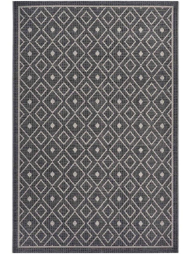 Tapis exterieur kilim géométrique, lahal, résistant et original Gris - Kiabi