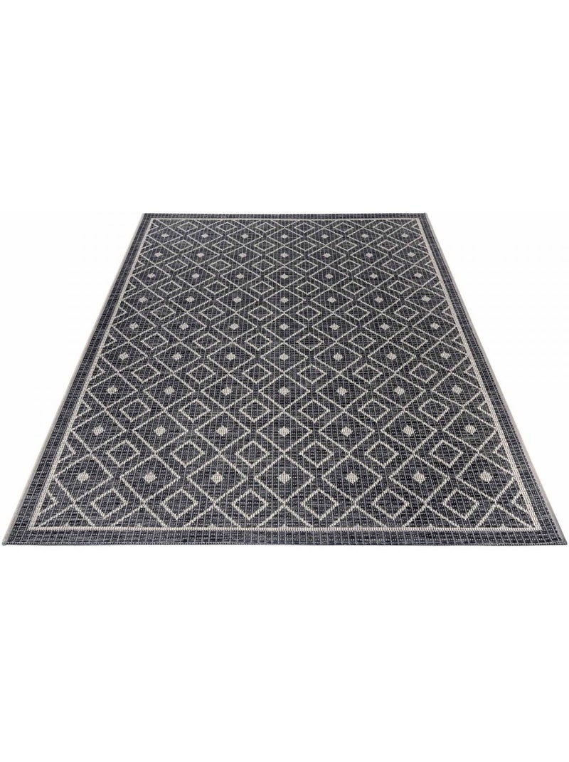 Tapis exterieur kilim géométrique, lahal, résistant et original Gris - Kiabi