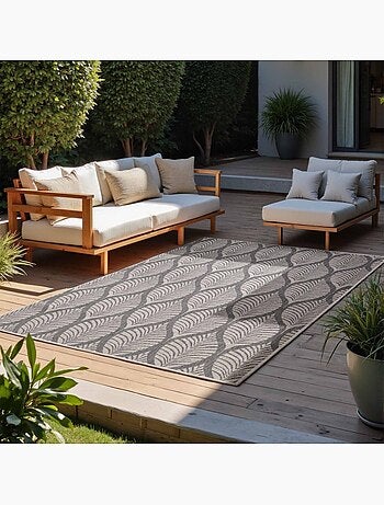 Tapis exterieur kilim nature floral, structure authentique, dinav