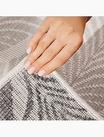 Tapis exterieur kilim nature floral, structure authentique, dinav
