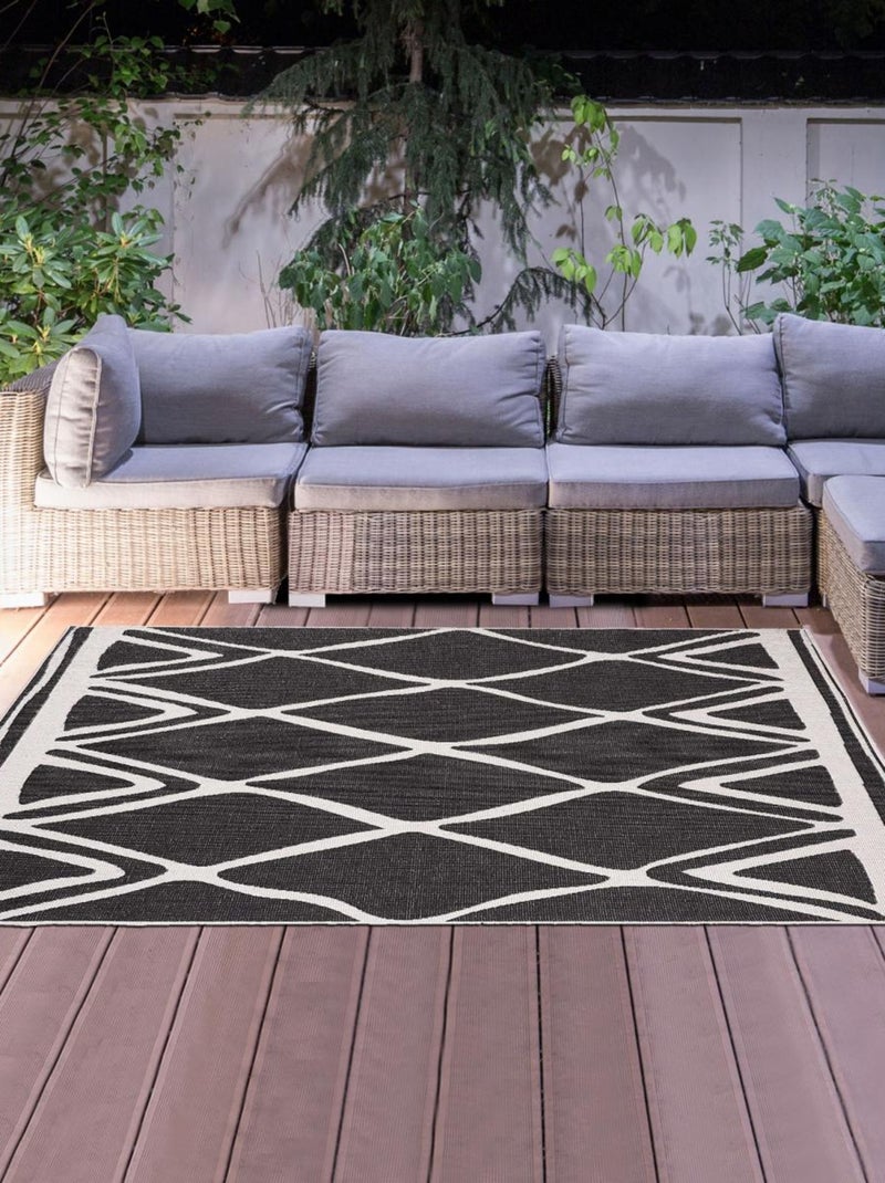 Tapis extérieur, kilim reversible LYN2 ARI Noir - Kiabi